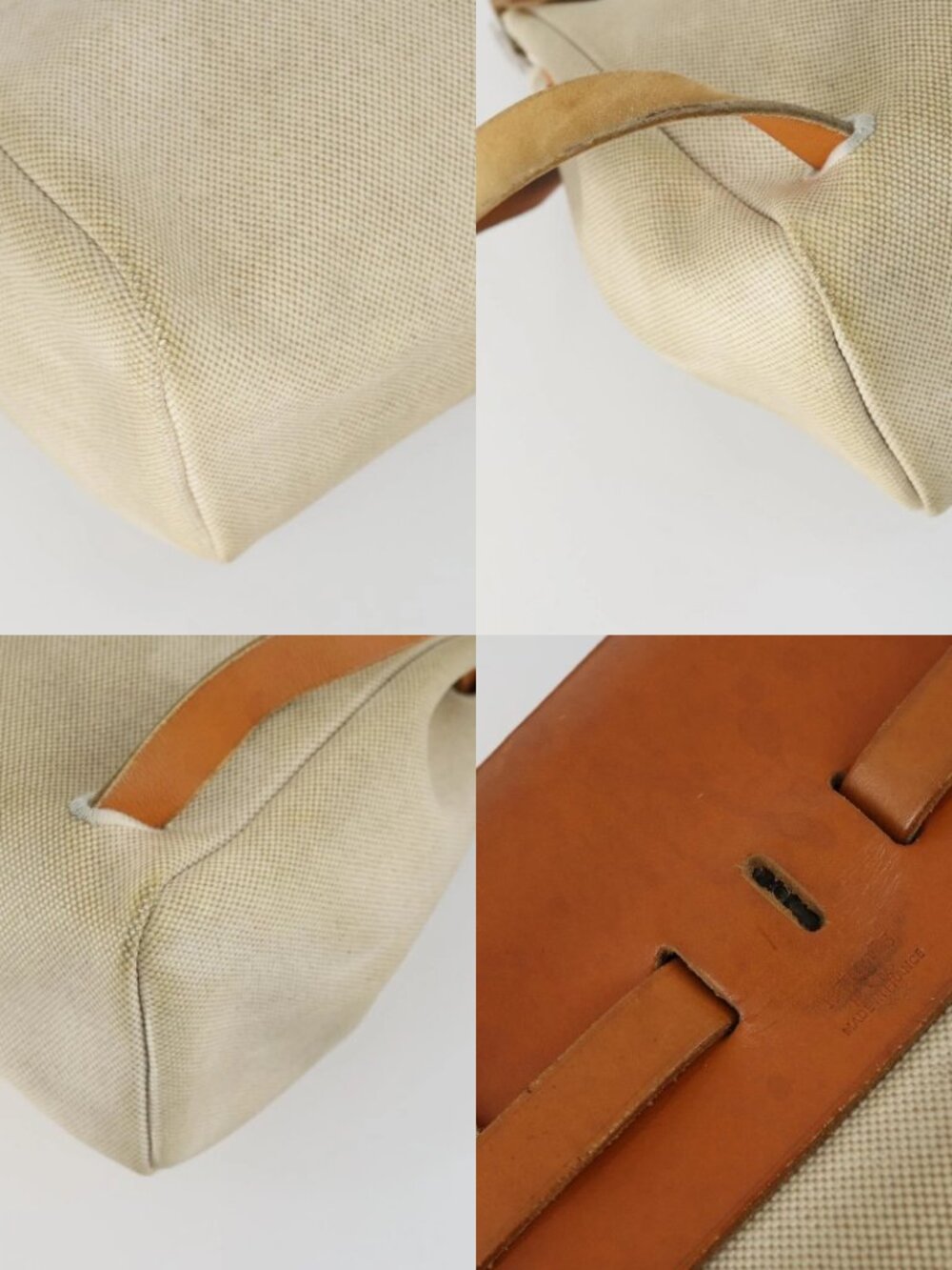 HERMES Herbag Ad PM Backpack Canvas Leather 2way Beige Silver Auth 159367 - Picture 14 of 15